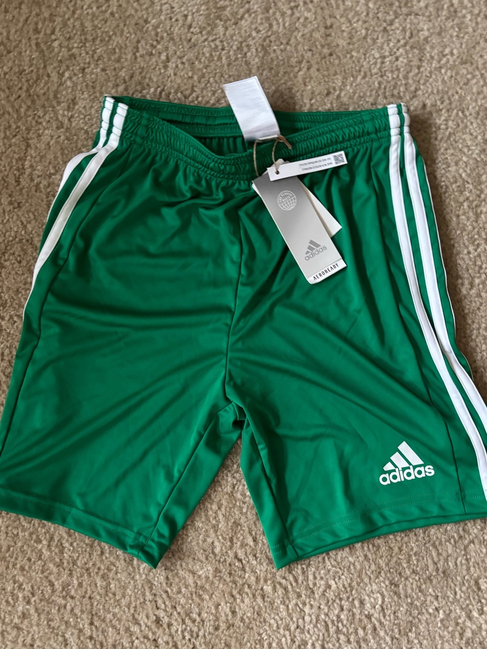 adidas Green Training Shorts with White 3-Stripes